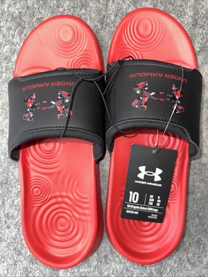 Under Armour Ignite Select GRH Logo Slide Sandal Men SZ 10 Red Black Slip-On-NWT