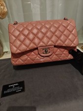 Authentic Chanel Classic Flap Large Pink Chain Bag 