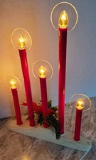 Vintage 5 Lite Candolier Halo Candleabra With Poinsettia Working Clean