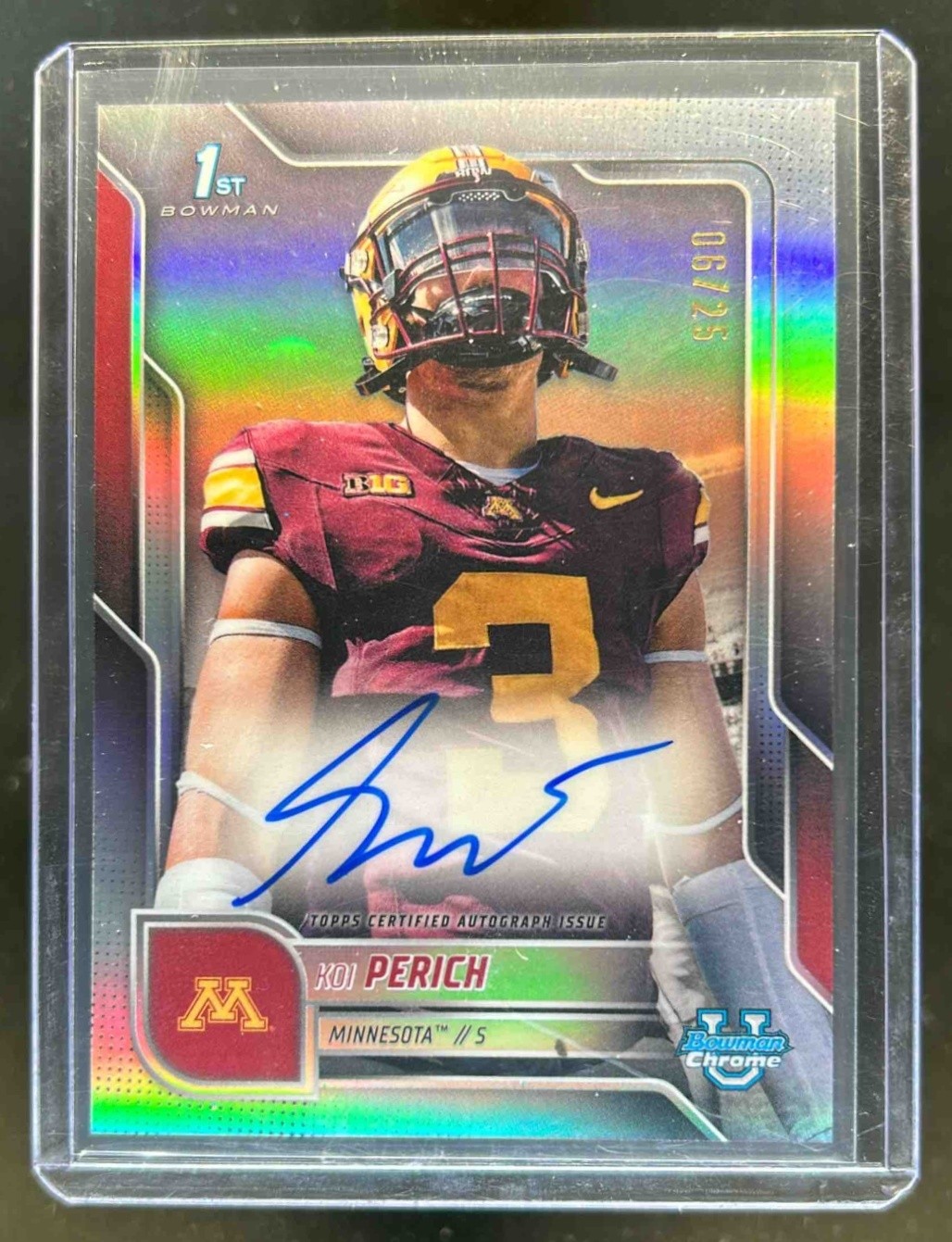 2025 Bowman Chrome U Koi Perich Prospect Short Print Image Variation Auto #6/25