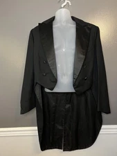 Tuxedo Tailcoat Jacket Mens Black Satin Peak Lapel Double Breasted White Tie