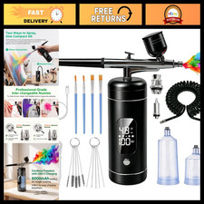 Cordless Airbrush Kit with Compressor, 48 PSI High Pressure, 3-Speed Control