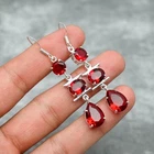 Mozambique Garnet 925 Sterling Silver Gemstone Gift Jewelry Earring 2.5" AAB 759