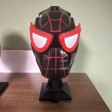  Miles Morales Spider-Man Helmet Display Set with Stand Marvel model bricks