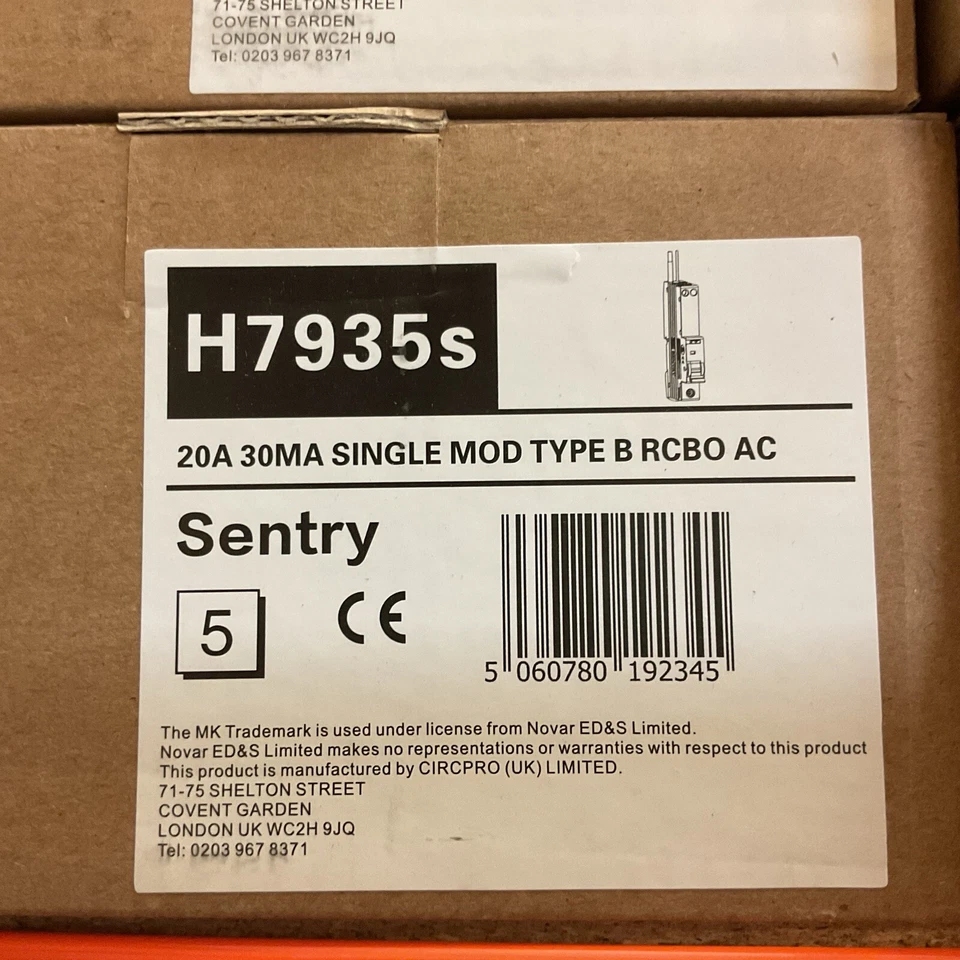 MK SENTRY MK 20A RCBO SENTRY 30MA B CURVE H7935S (B268)