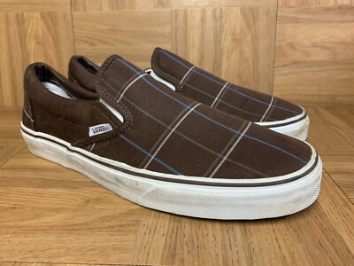 RARE🔥 VANS Classic Slip On Brown Large Squares Chexs Men's
