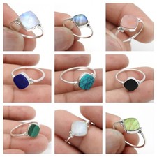 Natural Gemstone 925 Sterling Silver Trendy Elegant Proposal Rings Gift For Her