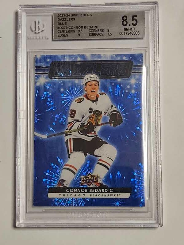 2023 Upper Deck Dazzlers Blue Connor Bedard #DZ-79 BGS 8.5 NEAR MINT Rookie RC