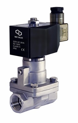 1/2 Inch High Pressure Stainless Steel Steam Solenoid Process Valve 220V AC PTFE
