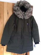 Womens Michael Kors Winter Faux Fur Parka Coat Jacket Ivy Green Mk Size 0x Uk 18