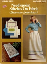Leisure Arts 88 NEEDLEPOINT STITCHES ON FABRIC Embroidery Pattern Leaflet