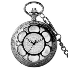 Floral Hollow Display Quartz Pocket Watch Pendant Pocket Roman Numerals Display