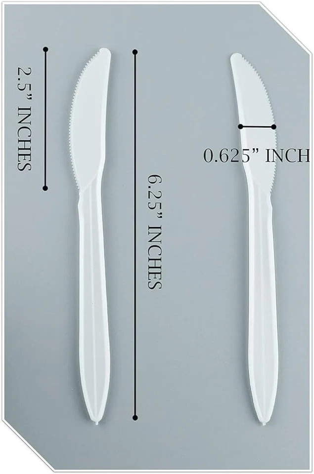 Cuchillos de plástico desechables a granel blancos de un solo uso, para fiestas, restaurantes, delicatessen Foto 3 de 4
