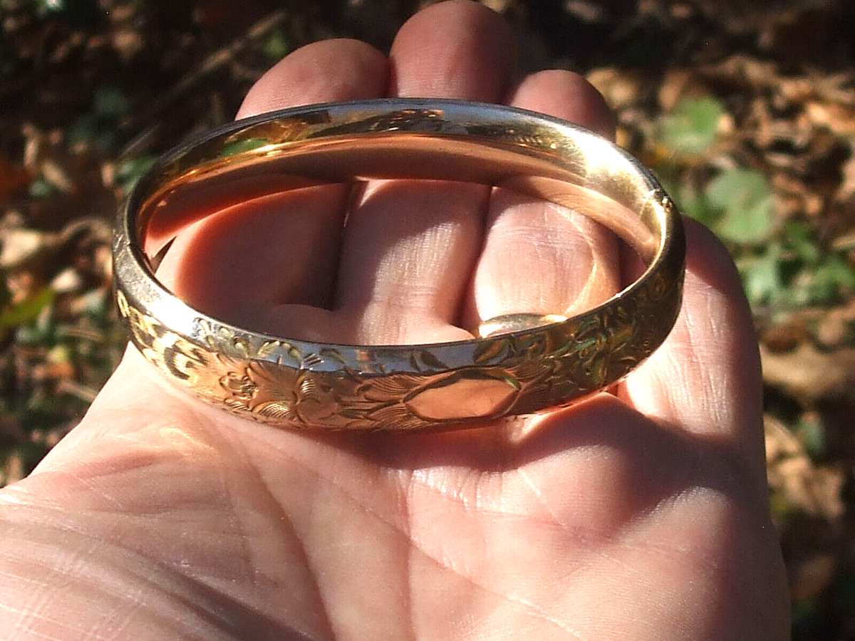 Bracelet Jonc Ancien Ouvrant - Plaqué Or 20 Microns - Occasion Bon état