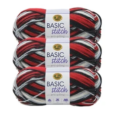 (3 Pack) Lion Brand Yarn 202-211AL Basic Stitch Anti Pilling Yarn, Buffalo Hill
