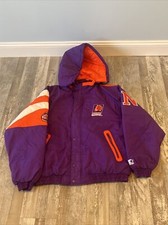VINTAGE PHOENIX SUNS STARTER JACKET SZ LARGE NBA RARE PARKA SATIN BARKLEY