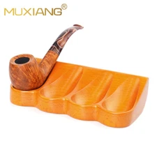 MUXIANG Wooden Tobacco Pipe Stand Rack Holder Display For 4 Briar Smoking Pipes