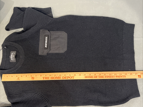 Avirex Men's Black Military Thermal Crewneck Sweater King Sleeve Size Large NEW - Picture 6 of 7