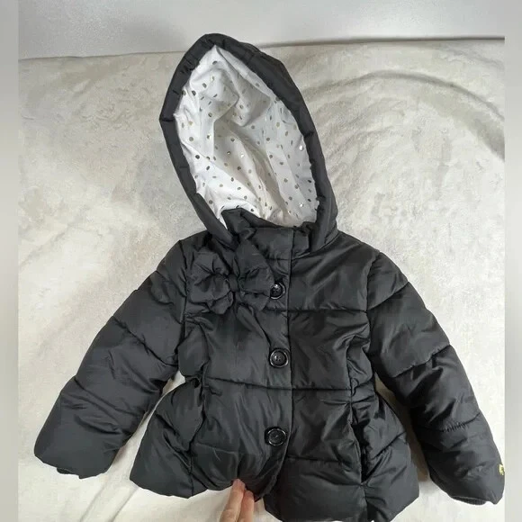Cappotto giacca invernale nero con cappuccio Kate Spade 24M ragazza