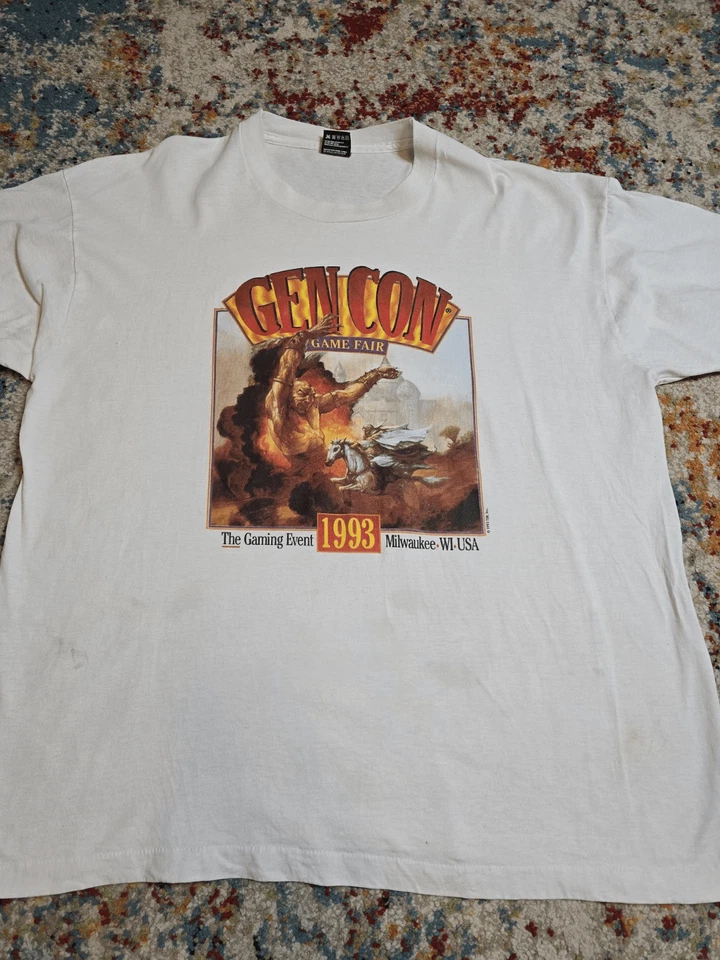 罕见复古 1993 年 Gen Con T 恤 Magic The Gathering 介绍尺寸 XL/2XL — 第 2/4 张图片