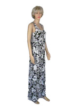 MICHAEL KORS Size S White on Black Tropical Flower Pattern Sleeveless Maxi Dress