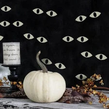 Spooky Eyes Glow-in-The-Dark Peel and Stick Wall Decals - 12 Sets of Eye Decals