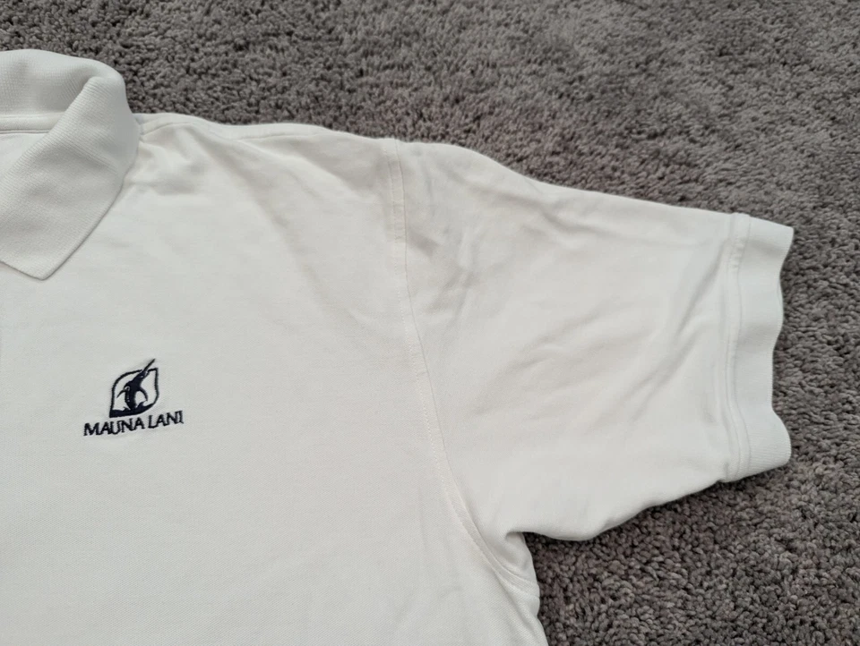 Mauna Lani Hawaii Polo Shirt Mens Extra Large BOAST White Cotton Short Sleeves - Image 2 of 4