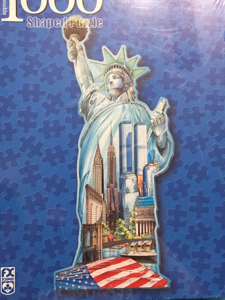 FX Schmid Statute Of Liberty 1000 Piece Jigsaw Puzzle Twin Towers NYC Flag NIB - Image 2 of 4