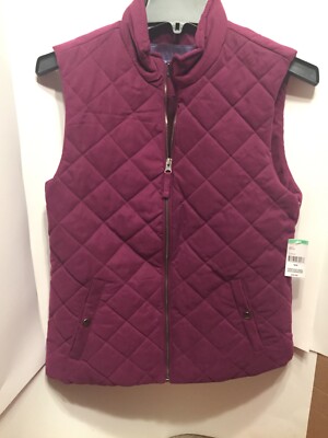 LAURA SCOTT quilted vest SNAP POCKETS Medium Inside Liner warm NWT