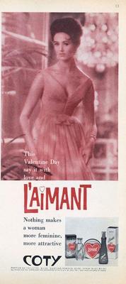 1962 COTY PRINT AD  Laimant Valentine Sweetheart Pink Beautiful Vintage Decor