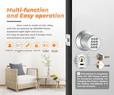 Smart Door Lock Digital Door Knob Electronic Lock Anti-Slip Handle Spare Keys AU — image 2