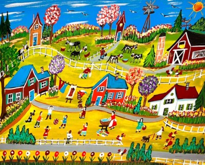 Discounted - ILONA FEKETE 16x20 Painting ''Woman's Work is Never Done''. (5)