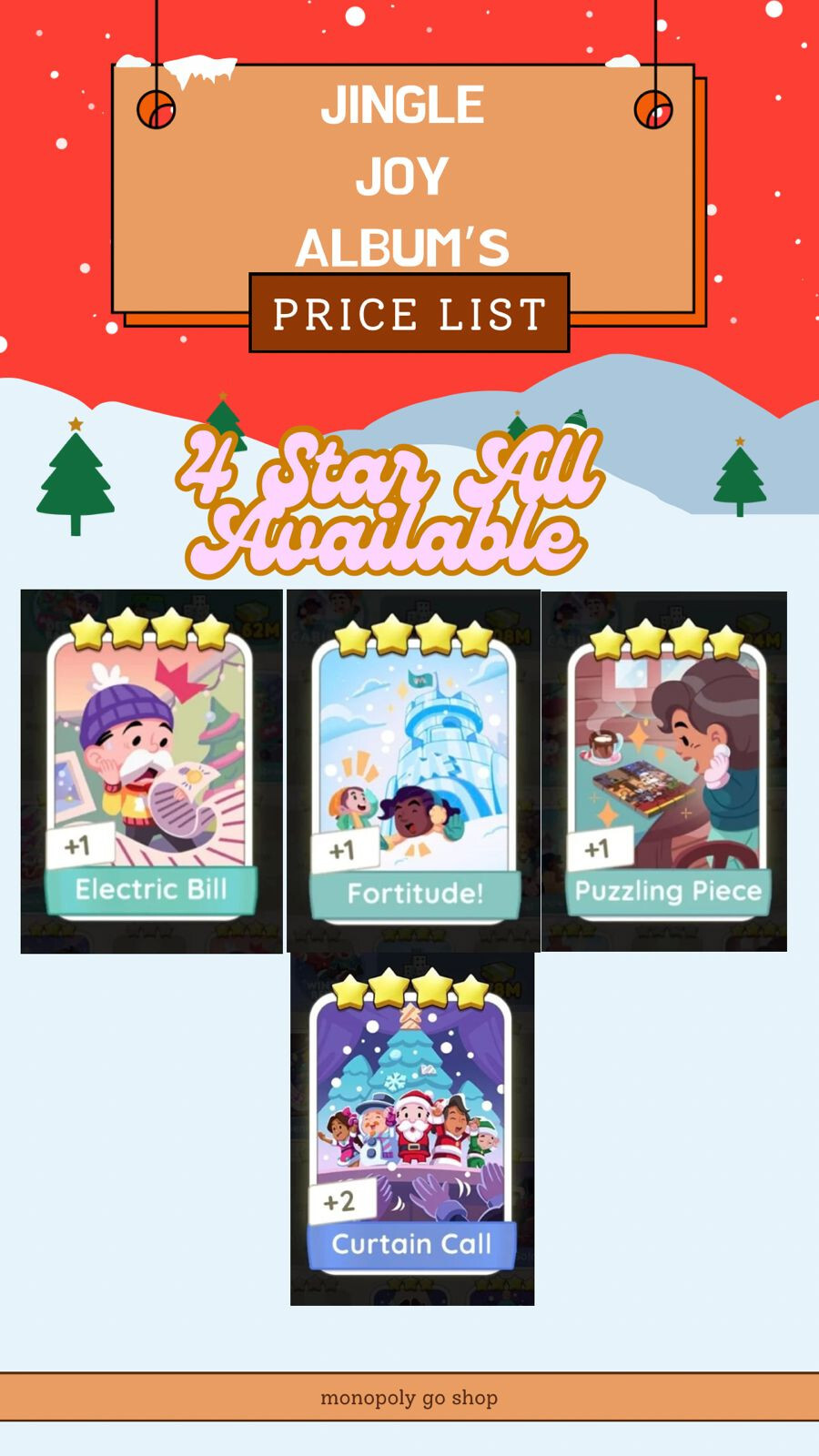 ALL STICKERS MONOPOLY_GO JINGLE_JOY STARS ⭐️4 ⭐️ ⚡️ INSTANT DELIVERY ⚡️