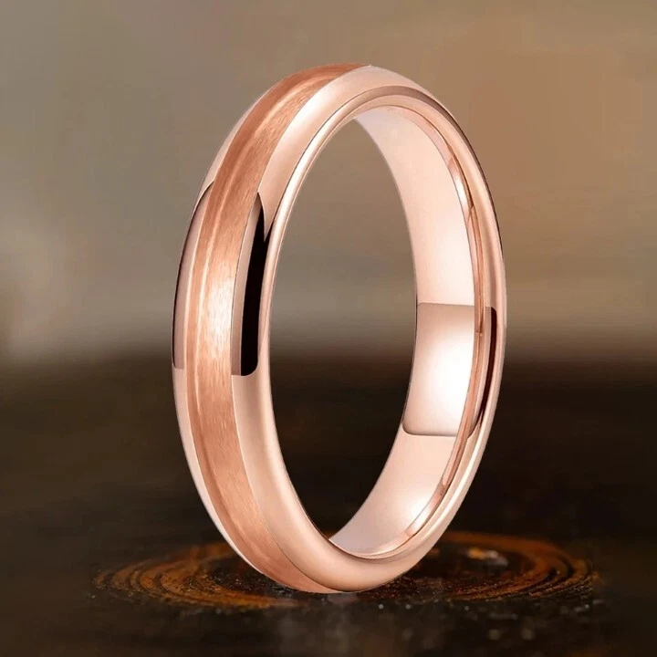 Anillo de carburo de tungsteno pulido con incrustación de ranura de 2 mm para hombres y mujeres de 4 mm ajuste cómodo Foto 3 de 4