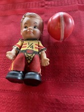Vintage 1950 s Child Football 4 Player Figurine Rubber Toy 1/4 CM