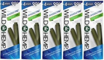 Wild H. Natural Wraps Rolling Papers 20 Total Wraps 5 Pouches (Razzletaz)
