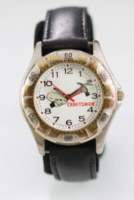 Craftsman Relic Men Watch Silver Gold Stainless Steel Black Leather WR Quartz