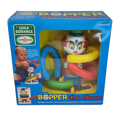 VINTAGE 1995 CHILD GUIDANCE BOPPER THE CLOWN KIDS / BABY RING STACKER TOY IN BOX