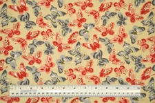 1/4 yard cotton quilt fabric Ooh-La-La Andover Fabrics red gray butterflies