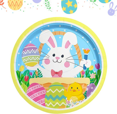 Ostern Party Pappteller 24Pcs Happy Easter Bunny Pappteller Party Geschirr Dekor
