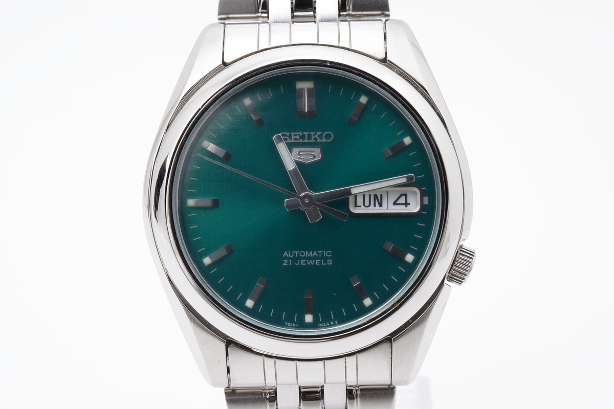NEAR MINT] SEIKO 5 7S26-01V0 Green Dial Day Date Automatic