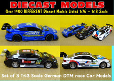 ZESTAW 3 NIEMIECKICH SAMOCHODÓW WYŚCIGOWYCH DTM AUDI BMW & MERCEDES; NOWE MODELE ODLEWANE CIŚNIENIOWO W SKALI 1:43