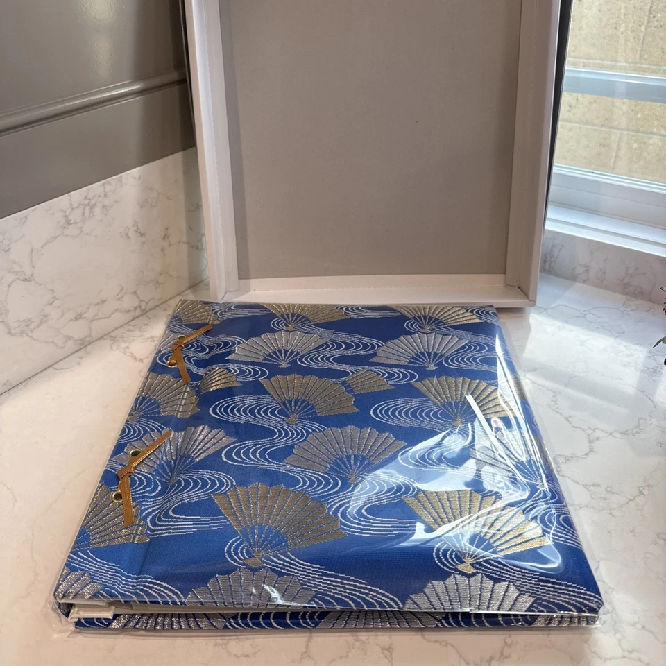 Álbum de fotos vintage japonés asiático estampado azul metálico cubierto TMY-54 Foto 2 de 4