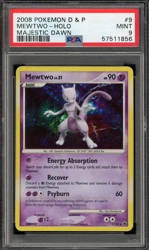 Pokemon Mewtwo Holo Majestic Dawn 9/100 PSA 9 Mint