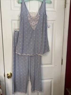 Downtown Abbey Pajamagram Pj Set Gray Pink Lace S/M