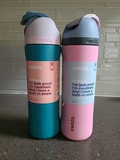Owala FreeSip 24-oz. Stainless Steel Water Bottle Combo 1 Teal & 1 Pink NEW!