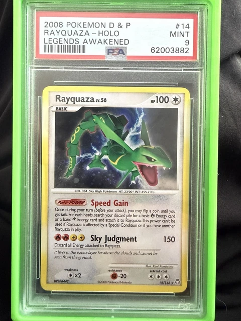 2008 POKEMON DIAMOND & PEARL  LEGENDS AWAKENED #14 RAYQUAZA PSA 9 HOLO SWIRL 