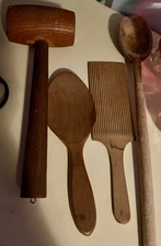Antique Primitive Handmade Wooden Kitchen Utensils for Cast-iron Cooking Pots