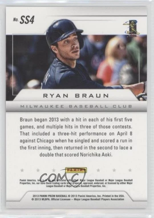 2013 Panini Prizm Superstar Spotlight Ryan Braun #SS4 - Image 2 of 2