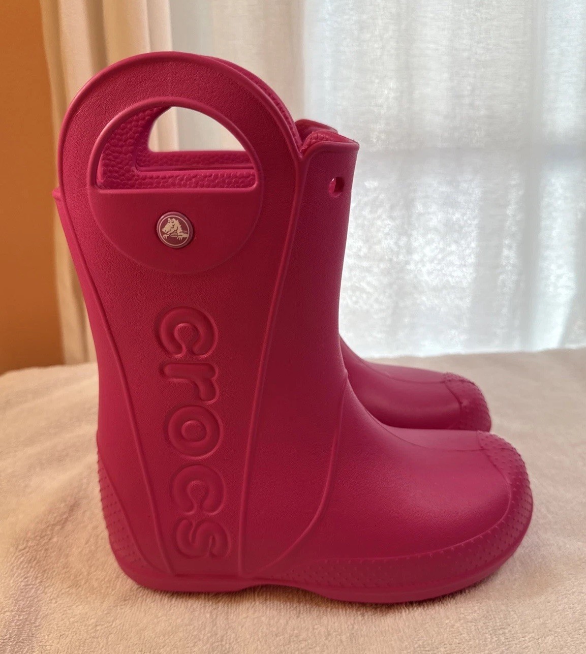Crocs Youth Hot Pink Pull On Boots Kids Size J2 Style 12803